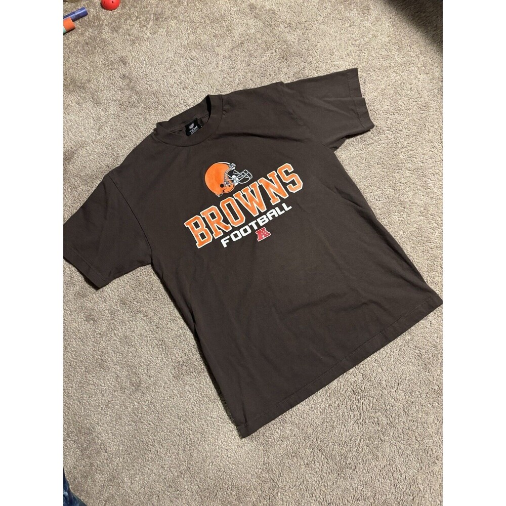 Vintage NFL Men’s Medium Cleveland Browns Brown & Orange Cotton T-Shirt w Helmet